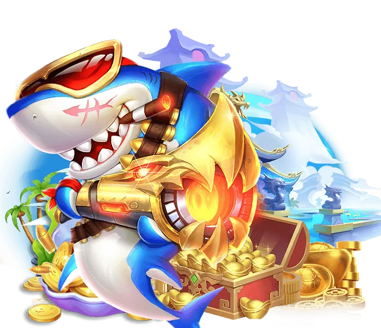 Hình ảnh game bắn cá Thần Tài với cá vàng và tiền xu